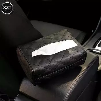 Universal PU Leather Car Tissue Box Cover Sun Visor Chair Back Hanging Type Car Tissue Box Armrest Box Towel Tissue Storage Case