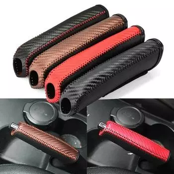 Universal PU Leather Gears Handbrake Cover Shift Lever Cover Collars Hand Brake Cover Anti-Skid Auto Parking Brake Accessories
