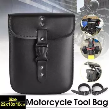Universal Pu Leather Motorcycle Tail Bag Storage Saddlebag Tool Bag Mounting Strap For Harley