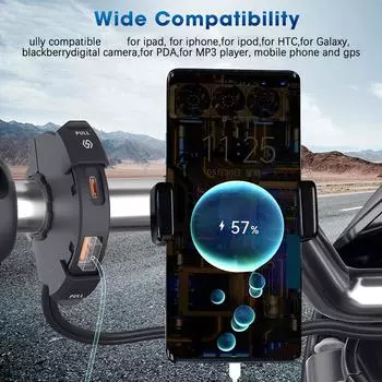 Universal QC3.0 Motorcycle USB Charger Type C Charger 30W IP65 Waterproof Handlebar Mounting Bracket Charger For Bike Moto L0A3