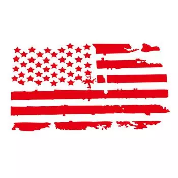 Universal Red Distressed USA Flag Hood Truck Window Sticker For Jeep Wrangler