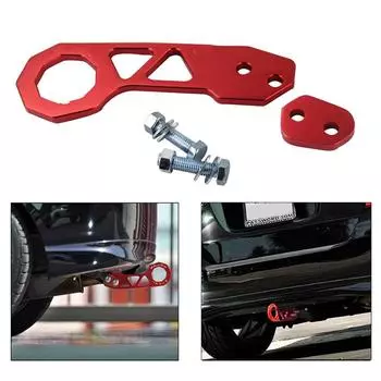Universal RED Racing Car Style CNC Aluminium Rear Tow Hook Mounting Kit Durable