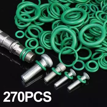 Universal Rubber O-Rings Sealing Rings 18 Sizes Compressor Car Air Conditioning Sealed Rings Gasket Auto Repair Washer Gaskets 270PCS-(1 Pack) зелёный