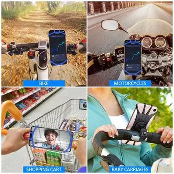 Universal Silicone Bicycle Motorcycle Bike Phone Holder GPS Holder Grip For All Smart Phone Mobile Holder Mount 360 Rotating