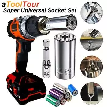 Universal Socket Wrench Torque Head Set Ratchet Super Sleeve Gadget Power Drill Adapter Magic Grip Spanner Key Multifunctional