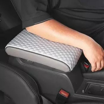 Universal Soft PU Leather Car Armrest Pad Breathable Ice Silk Mat Cushion Car Center Armrest Cover Arm Height Pad Four Seasons синий