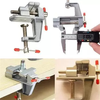 Universal Table Vise Home 3.5inch Aluminum Mini Hobby Clamp On Table Bench Vise DIY Household Flat Mouth Table Vise Hand Tools