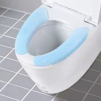 Universal Toilet Seat Cover Soft WC Paste Toilet Sticky Seat Pad Washable Bathroom Warmer Seat Lid Cover Pad Cushion Solid Color AVE синий