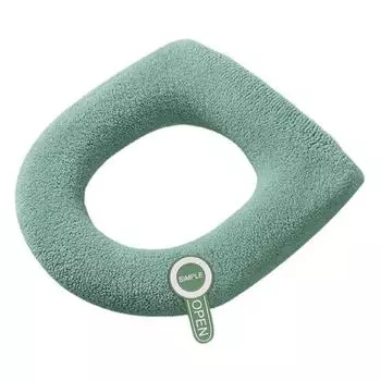 Universal Toilet Seat Cover with Handle Soft Warm Solid Color Comfortable U-shaped Toilet Seat Cushion Bathroom Toilet Accessories AVE зелёный