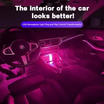 Universal USB Power 5V Car LED RGB Atmosphere Light Wireless Touch Light Reading Lamp Interior Ambient Night Light Plug & Use RGB