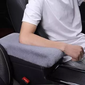 Universal Warm Plush Car Armrest Cover Cushion Padded Protective Cover Textile Plush Hand Rest Cushion Car Interior Accessories чёрный