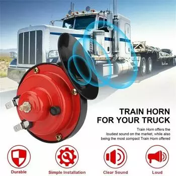 Universal Waterproof Train Horn Suitable for Trucks, Boats, Cars, Motorcycles, Bicycles, Super Snail Horn, Red, Black, 12V