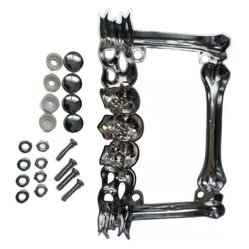 UniversalLicense Plate Frame with 3D Skull Head Decorations Motorcycle Number Plate Cover Bracket чёрный