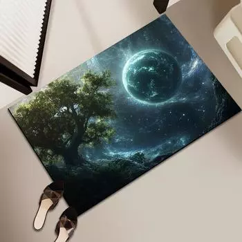 Universe Planet Floor Mat Bathroom Bathtub Water-absorbent Non-slip Toilet Door Quick-drying Mat Bathroom Diatom Mud Foot Mat 60 * 90CM Diatom Mud