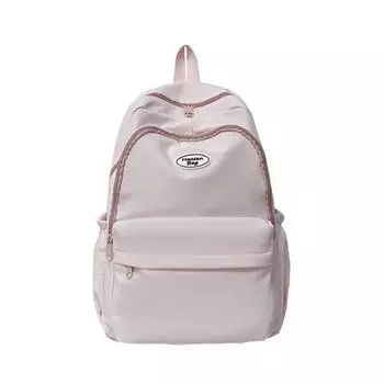 University Color Solid Backpack Polyester Material Adjustable Straps Cushion Pink Pendant