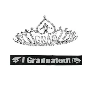 University Graduation Ceremony Crown Etiquette Belt Set Letter Diamond Tiara Bachelor s Doctor Adult Tiara
