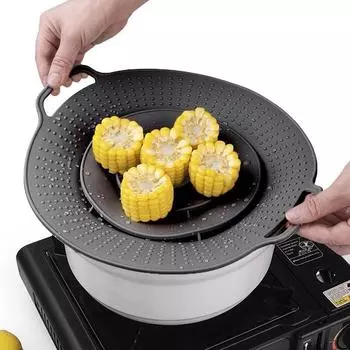 Универсальная 30 см силиконовая крышка для кастрюли крышка для кастрюли крышка для предотвращения проливания многоразовая многофункциональная крышка для предотвращения перелива для кастрюль и сковородок 1PCS чёрный