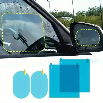 Универсальная 4-слойная Nano HD противодождевая зеркальная пленка для автомобилей - профессиональная гидрофобная защита 145x100 мм 2pc, Mirror Film, 100x145 белый