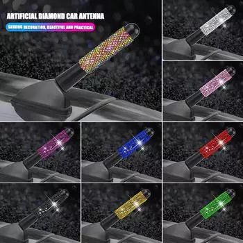 Универсальная автомобильная антенна 8 см/3,14 дюйма Crystal Diamond Auto Retrofit Decors Содержит 4 винта 2 прокладки Bling Car Accessories синий