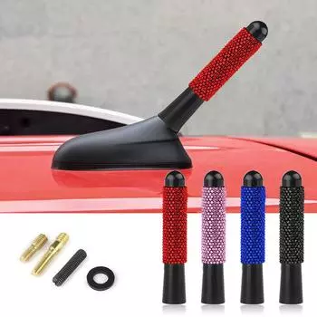 Универсальная автомобильная антенна 8 см/3,14 дюйма Crystal Diamond Auto Retrofit Decors Содержит 4 винта 2 прокладки Bling Car Accessories синий