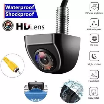 Универсальная автомобильная камера заднего вида, резервная камера заднего вида, HD камера ночного видения, водонепроницаемая, широкоугольная, 170 градусов, резервная камера для автомобильной камеры чёрный
