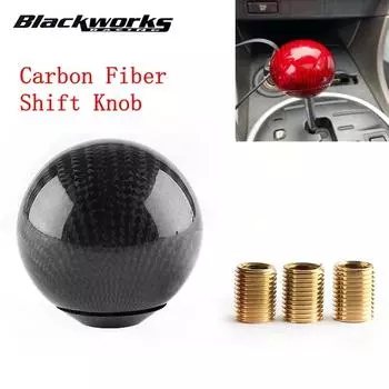 Универсальная автомобильная круглая ручка переключения передач, рычаг переключения передач, круглая шарообразная ручка из настоящего углеродного волокна SK-1035 красный