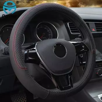 Универсальная автомобильная оплетка на руль, высококачественная кожаная противоскользящая 8 цветов, автомобильный чехол на руль, автомобильный Стайлинг, авто чёрный