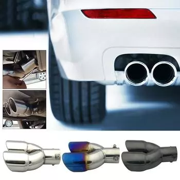 Универсальная автомобильная выхлопная труба из нержавеющей стали с двойным задним шумоподавлением, выхлопная труба с двойным выпуском