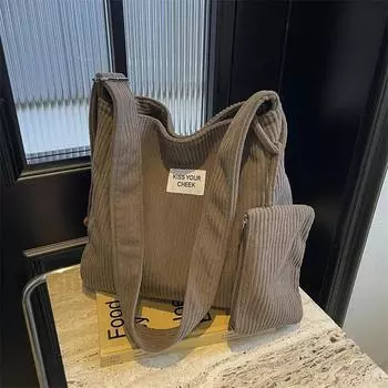 Универсальная бархатная сумка через плечо большой вместимости, однотонная, мягкая, простая, модная, повседневная, с пряжкой