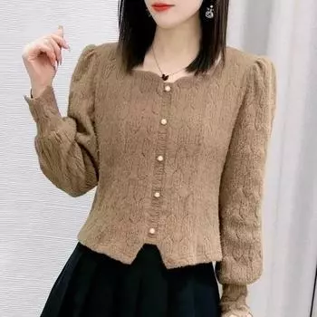 Универсальная базовая рубашка с женственным темпераментом, модный свитер, утягивающий топ S