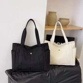 Универсальная большая сумка через плечо из парусины — идеально подходит для студентов и пассажиров покинуть белый