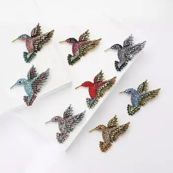 Универсальная брошь в виде колибри из высококачественного сплава со стразами, изысканная мультяшная женская рубашка, корсаж, ювелирное украшение, булавка