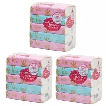 Универсальная бумага Hello Soft Pack Tissue 300 листов x 5 упаковок 3 комплекта (150 пар) белый