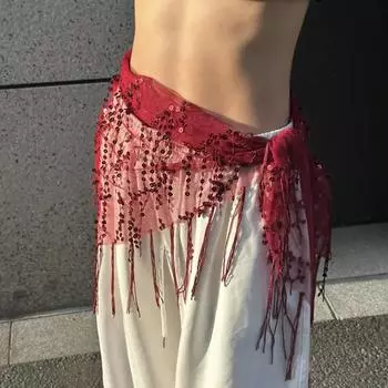 Универсальная цепочка на талию для танца живота с кисточками, треугольный шарф, пояс, аксессуары для джазового танца, индийский танец, праздничная штора-пук