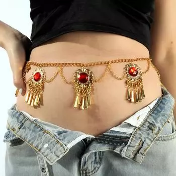 Универсальная цепочка на талию, модная, универсальная, роскошная, украшенная бахромой, подвеска на талию, цепочка для выступлений, аксессуары для талии красный