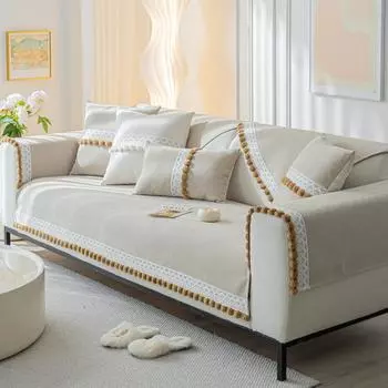 Универсальная диванная подушка для всех сезонов, чехол для диванной подушки из мехового шарика из шенилла, ткань для чехла Fresh and Simple, современный простой противоскользящий коврик 70*70cm