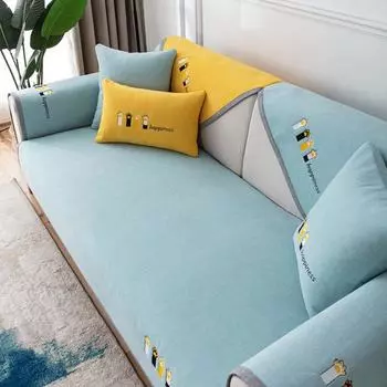 Универсальная диванная подушка из синели Four Seasons с мультяшной вышивкой, современная простая нескользящая двойная диванная подушка, полотенце 70*70