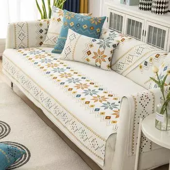 Универсальная диванная подушка из синели Four Seasons, жаккардовая диванная подушка в этническом стиле, современная простая нескользящая диванная подушка, полотенце 70*70