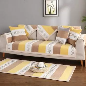 Универсальная диванная подушка в полоску из синели на четыре сезона, простая тканевая современная нескользящая американская подушка, чехол на спинку, полотенце 70*70