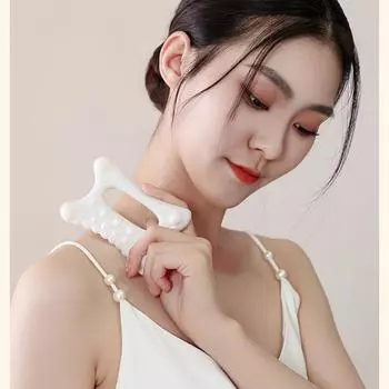 Универсальная доска для скребкового массажа всего тела, массаж лица и тела, разблокировка меридианов ног, лифтинг, укрепление, красота кожи и растягивающая палочка белый