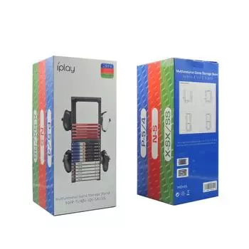 Универсальная двухслойная стойка для хранения игровых дисков PS5, Switch и XBOX чёрный