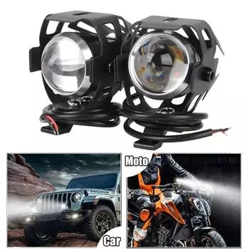 Универсальная фара для мотоцикла «ангельский глазок», противотуманная фара для мотоцикла, 12 В, мини U5, 2 шт., светодиодные прожекторы DRL, вспомогательная рабочая лампа