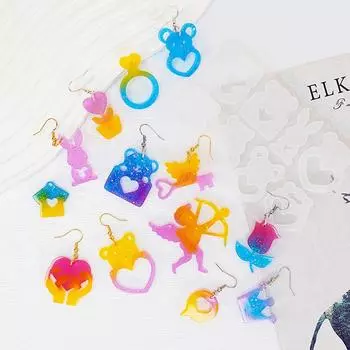 Универсальная форма для литья из смолы, форма для изготовления сережек «сделай сам», кулон, формы для эпоксидной смолы ко Дню святого Валентина, идеально подходящие для создания ювелирных сережек 3