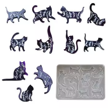 Универсальная форма для принтов кошек и растений для хрустальных подвесок, изготовление изысканных форм для орнаментов в виде кошек для проектов DIY