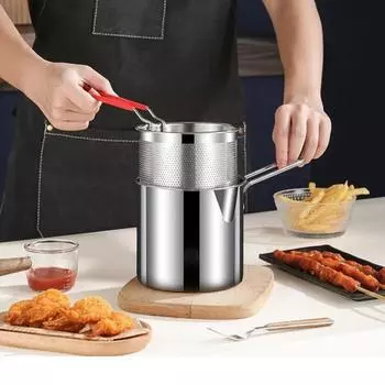 Универсальная фритюрница из нержавеющей стали для домашнего использования, фритюрница, небольшая фритюрница с функцией разбрызгивания масла, фритюрница для картофеля фри One Size