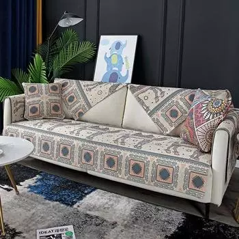 Универсальная хлопковая и льняная диванная подушка Four Seasons, простая современная тканевая диванная подушка, тканая диванная подушка из хлопчатобумажной нити 65*70