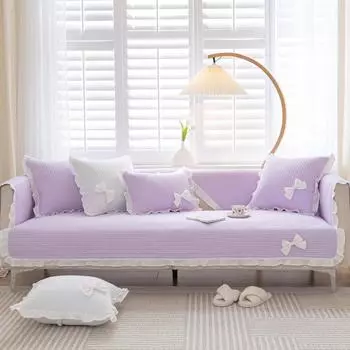 Универсальная хлопковая однотонная диванная подушка в корейском стиле, пасторальная, свежая, с рюшами, нескользящая диванная подушка, полотенце, полное покрытие 70x70