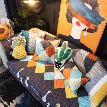 Универсальная хлопковая подушка для дивана из четырех сезонов, современный простой противоскользящий чехол для дивана из чистого хлопка 70*70cm