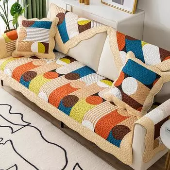 Универсальная хлопковая подушка для дивана на все сезоны, современная нескользящая диванная подушка, пасторальный хлопковый чехол для дивана, чехол для кровати 70*70cm