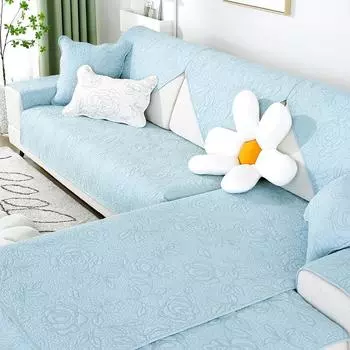 Универсальная хлопковая стеганая диванная подушка с вышитыми розами на все времена года. Современный простой нескользящий модульный чехол для диванной подушки. 70*70